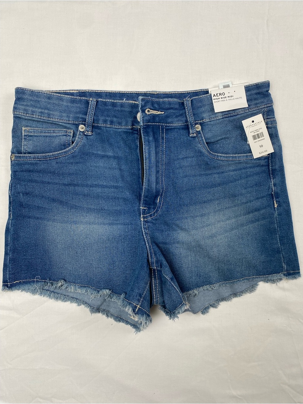 Aeropostale Medium Blue Frayed Hem Denim Shorts